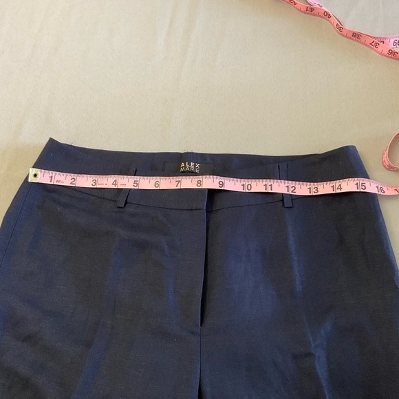 Alex Marie Cropped Pants Navy Linen Capris Pockets Belt Loops Women’s Size 6 - Picture 5 of 7